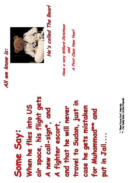 Willard the Bear Christmas Card 2009 (Back)
